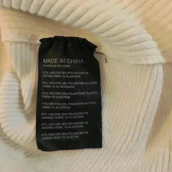 Club Monaco Ribbed Long Sleeve Crewneck Loose Fit Sweater Cream Size Small - Picture 7 of 10